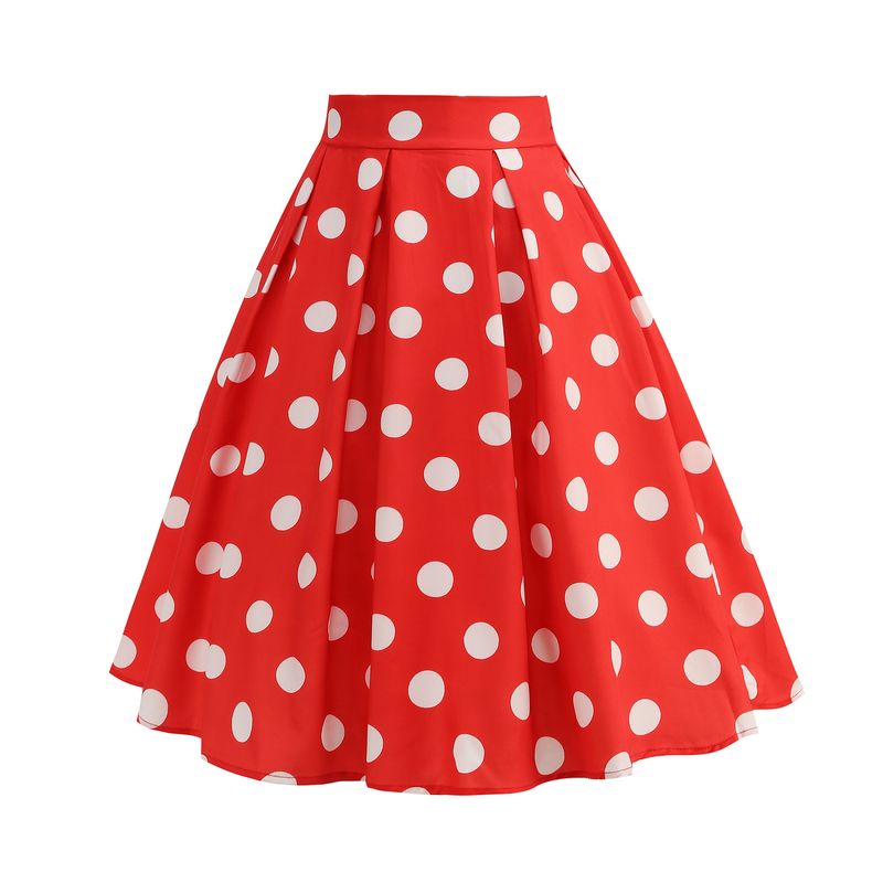 GraceChic X Cross-Border Women's Manufacturer Wholesale European And American Fashion Versatile Polka Dot Print Half Pleated Waist_voghion.com