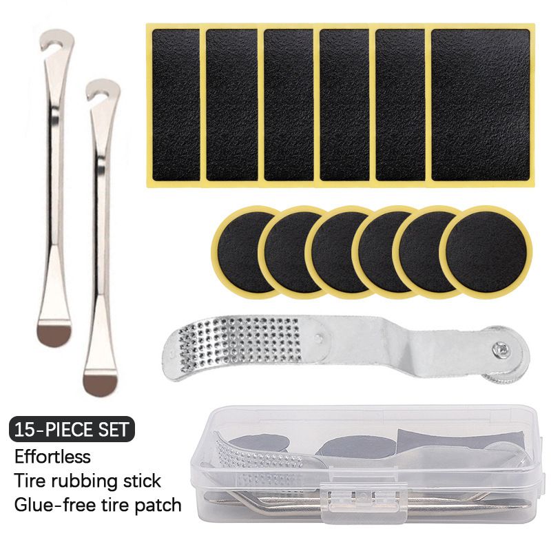 Patch pour pneu de vélo, pneu de route de montagne, kit de chambre à air, outil de réparation sans colle_voghion.com