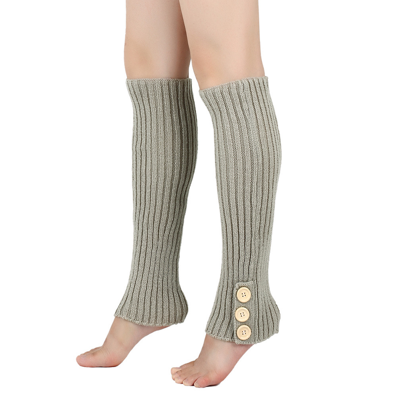 Autumn Winter Warm Knitted Button Long Boot Covers European American Style Slouch Foot Leg Warmers JK Socks_voghion.com