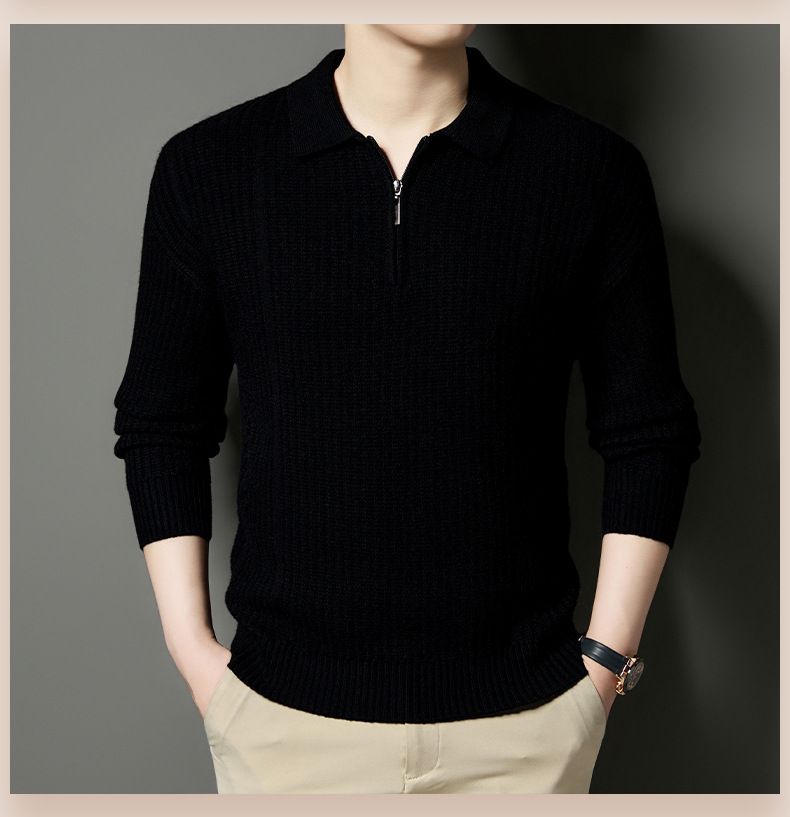 Herren-Strickpullover mit Halbreißverschluss – Stehkragen mit Zopfmuster, warm und stylisch für den Winter_voghion.com
