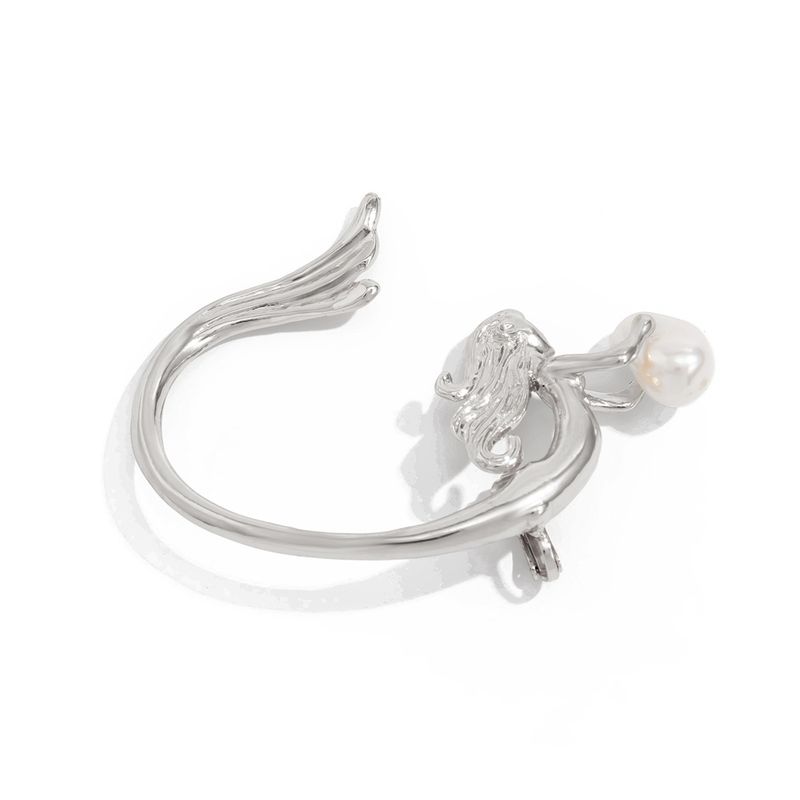 Orecchini da donna in oro, gioielli, leggeri, di lusso, in metallo, con angelo e sirena, polsino singolo, stile elegante, con clip per orecchini di perle_voghion.com