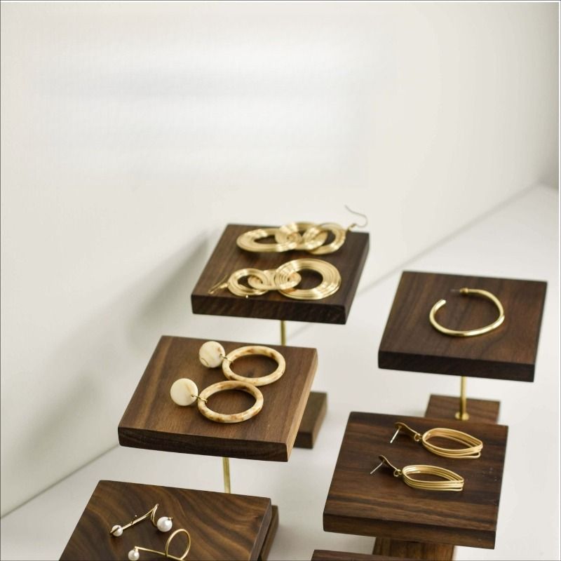 Espositore per gioielli in legno di noce, espositore per orecchini, anelli, cianfrusaglie, espositore per bracciali, collane, accessori per gioielli, vassoio_voghion.com