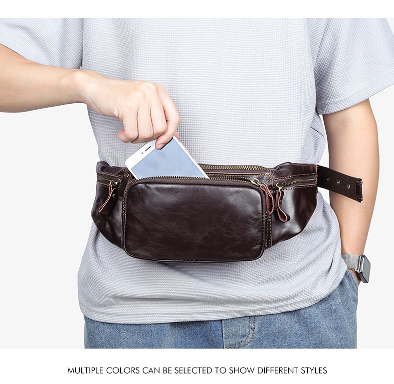 Men's Genuine Leather Waist Bag - Premium Crossbody Sling Bag For Outdoor & Daily Use - Stylish & Durable With Multipurpose Design_voghion.com