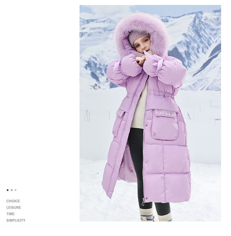 Casaco de algodão grosso para crianças, roupas para bebês e meninas, gola longa de pele, estiloso para inverno, para crianças de médio e grande porte_voghion.com