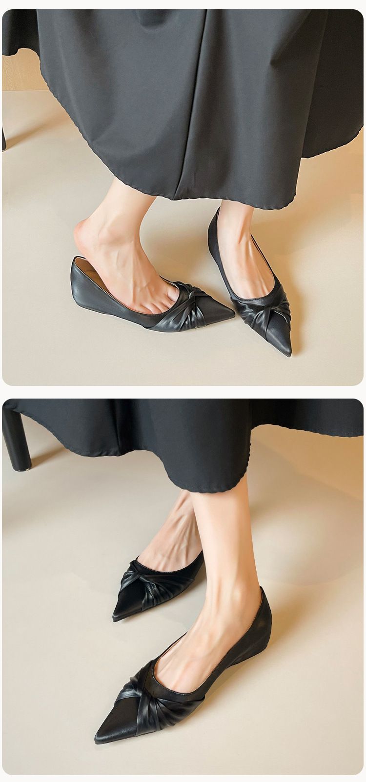 Innenhöhe erhöhen Französisch spitz einzelne Schuhe Damen Herbst flacher Mund schöne nicht müde Fuß Temperament Ladyshoes_voghion.com