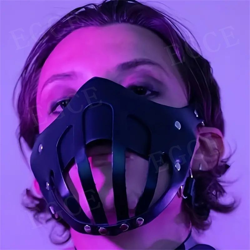 Eroottinen naamio Seksikäs PU-nahkainen puolikasvot BDSM-häkkinaamiot Halloween-punk-bileet Cosplay-naamiot Fetissi Eroottiset asusteet Nainen_voghion.com