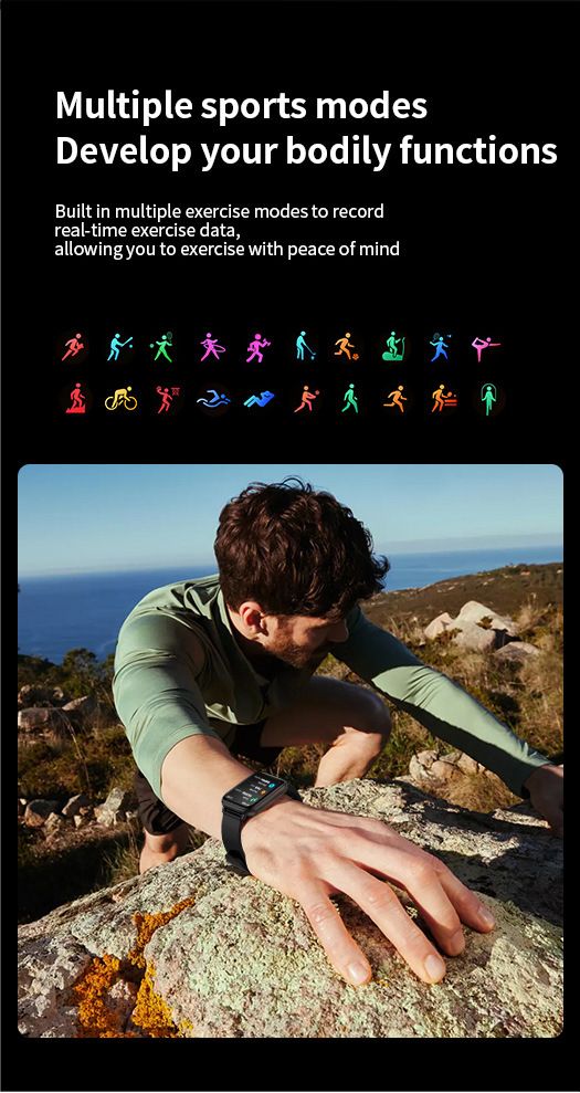 X12 Smart Watch 1.83 Large Screen Heart Rate Blood Pressure Monitoring Health Sports Bracelet_voghion.com