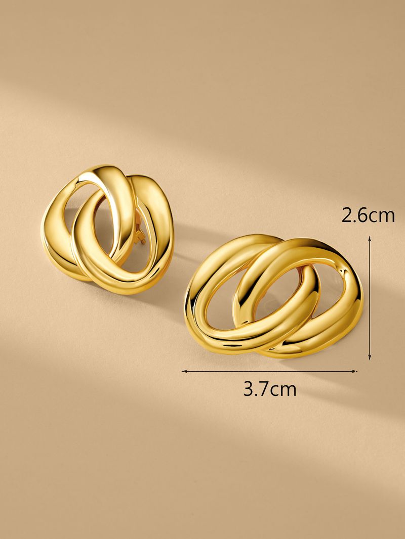 1 Pair Casual Simple Style Oval Plating Alloy 14k Gold Plated Ear Studs_voghion.com