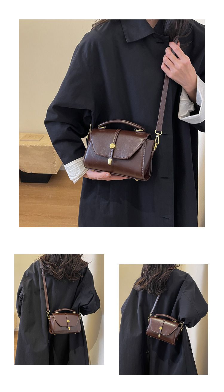 Faionable Retro Women's Crossbody Bag Handbag Soft PU Leather Magnetic Bule Closure Small Square Bag For Casual Ocns_voghion.com