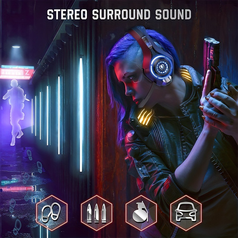 Gaming-kablede glødende RGB-øretelefoner 7.1-kanals USB-interface på grund af lige skrivebord_voghion.com