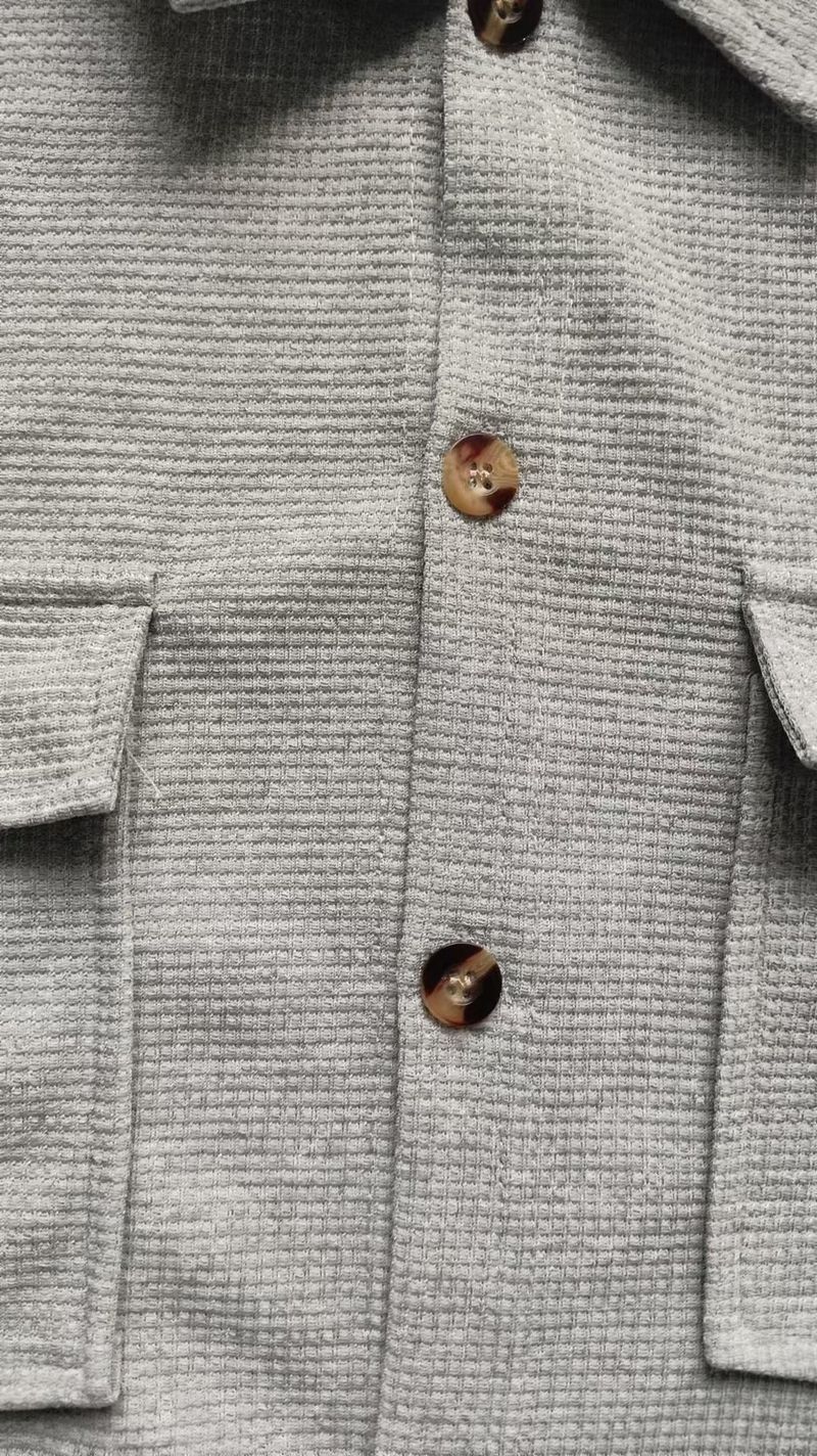 Herren Sommer Neues Einfarbiges Hemd Mit Knopftasche Und Kurzarmhose Zweiteiliges Set_voghion.com