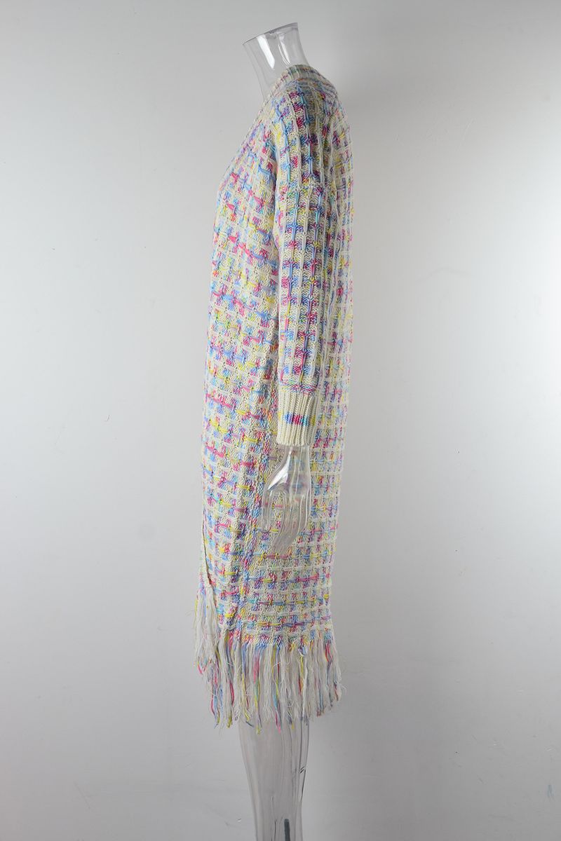 K New Plus Size Long Cardigan With Tassels; Women's Hot Style._voghion.com