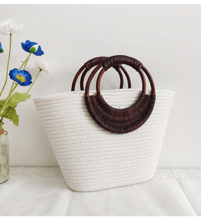 Rattan Griff Retro Mond Stroh Tasche Große Kapazität Baumwolle Seil Gewebt Tasche Ins Neue Modelle_voghion.com