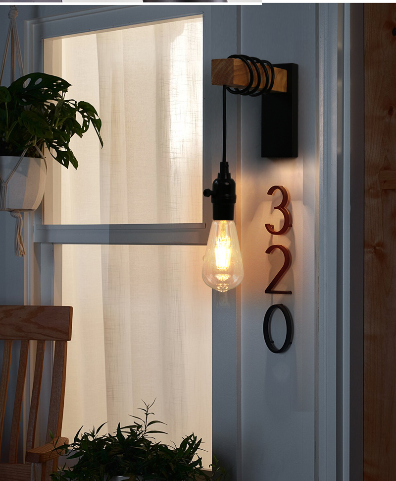 Retro koka sienas lampa E27 moderna minimālisma iekštelpu piekarināma sienas lampiņa mājas dekorēšanai gultas guļamistabas apgaismojums kāpņu apgaismojums_voghion.com