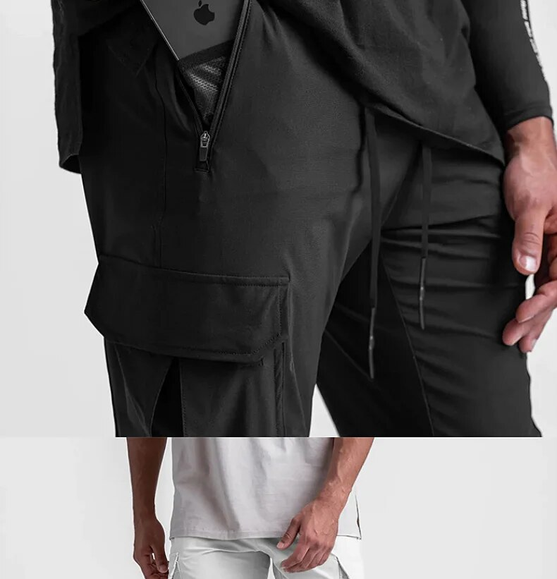 Pantaloni sportivi da palestra ad asciugatura rapida da uomo Pantaloni da corsa Tasche Pantaloni cargo da allenamento Pantaloni da jogging da allenamento Fiess Casual_voghion.com