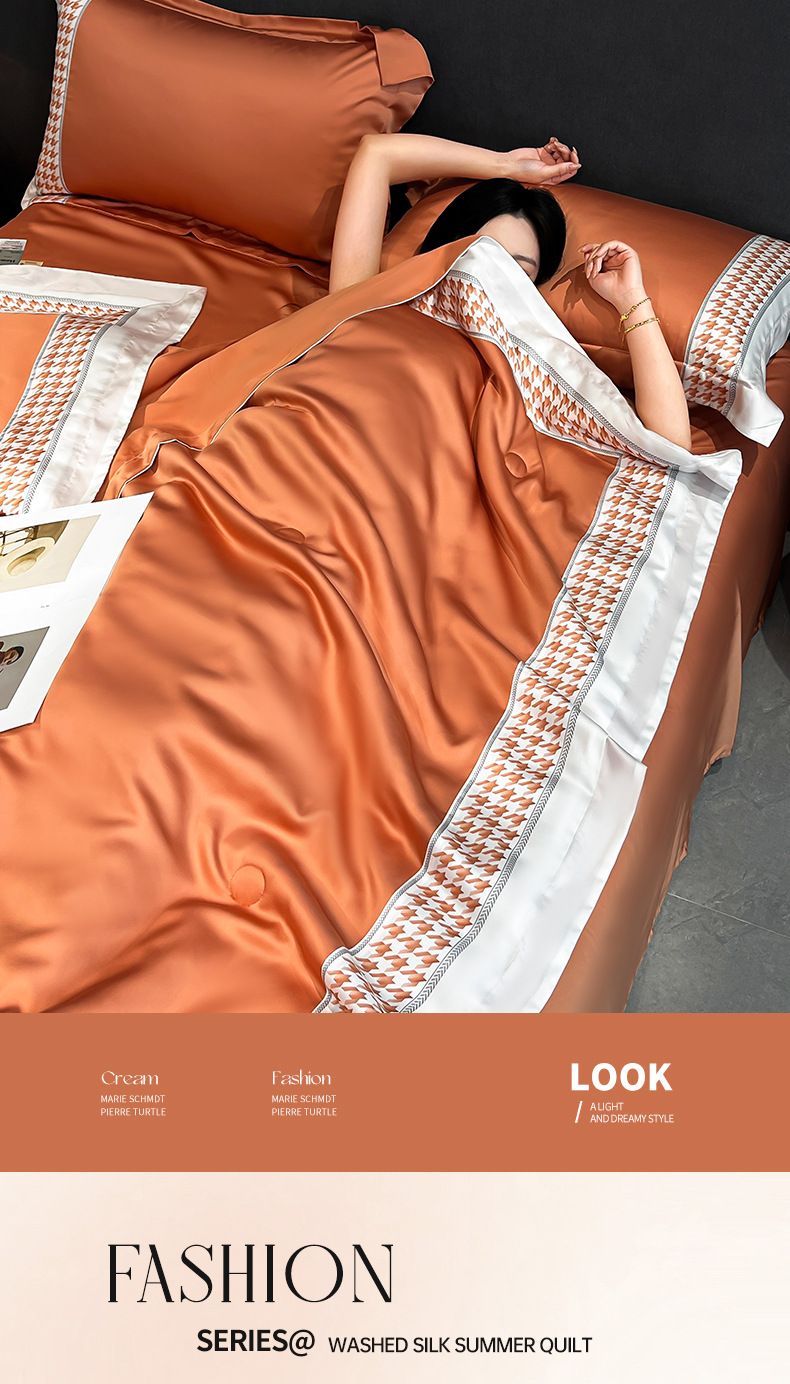 Elegante pied-de-poule wasbare, eenvoudige, zijdezachte ijsquilt - ademende, warme slaapdeken voor airconditioning, lichtgewicht en comfortabel_voghion.com