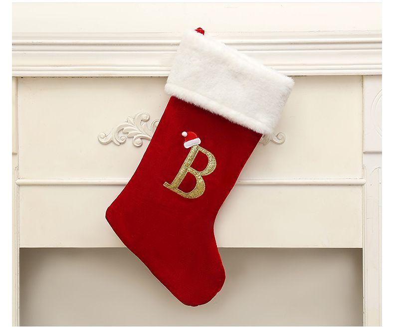 Personalisierte Weihnachtsbuchstaben für Strümpfe – Große rote Festtagssocken mit Alphabet für Baumschmuck und weihnachtliche Heimdekoration_voghion.com