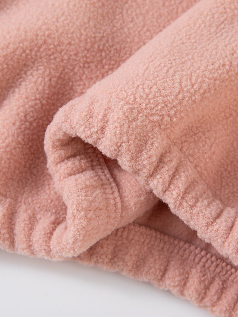 Tuta in pile per mamma e bambini - Felpa con cappuccio e pantaloni con mezza zip, 2 pezzi, per 1-7 anni (80-130 cm) - Morbido pile a forma di orsetto, per inverno, autunno e primavera_voghion.com