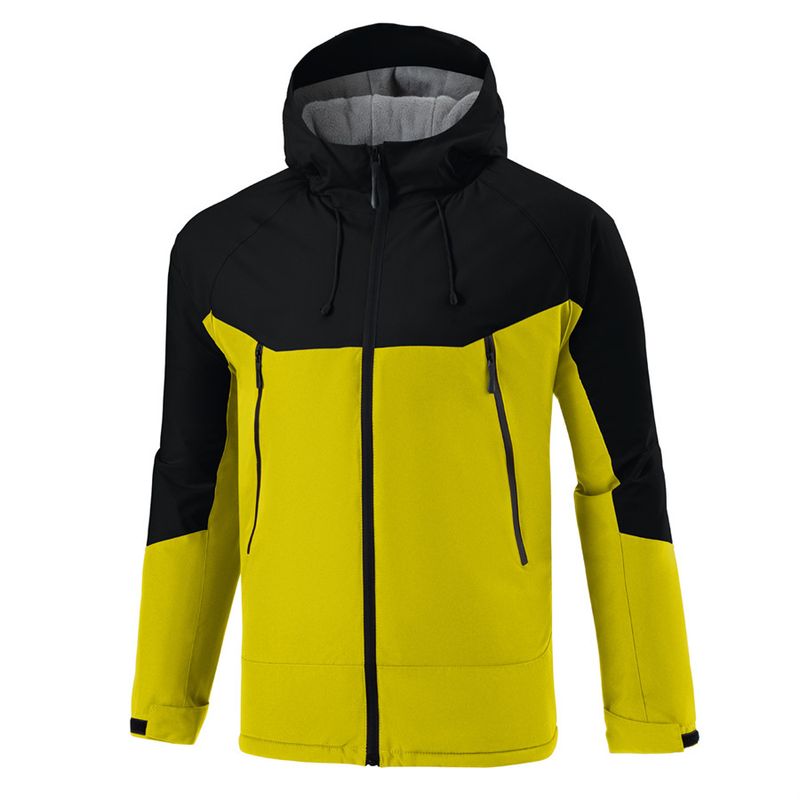 Giacca a vento con cappuccio, morbida e spessa, da uomo, elegante, con motivo color block, per le tendenze della moda autunnale e invernale_voghion.com