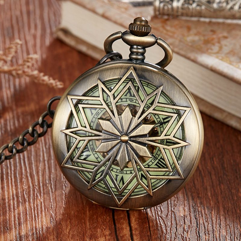 New Product Prismatic Hollow Flip Cover Roman Numerals Luminous Fully Automatic Mechanical Pocket Watch_voghion.com