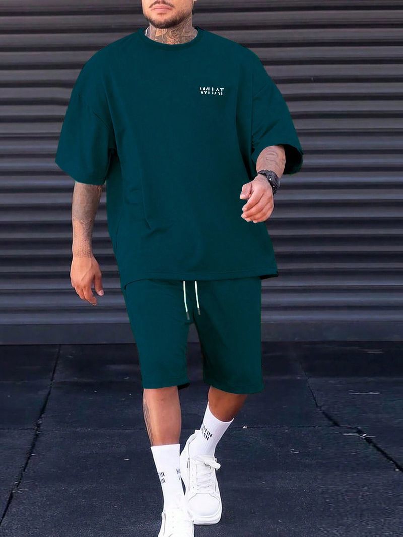 Men's Clothing Summer New Simple Sports Casual Suit Men's Short Sleeved T Shirt With Shorts With Small Icon ME2 MA1_voghion.com