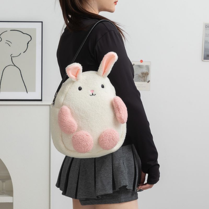 Nuova borsa da donna a tracolla in peluche a forma di orsetto e coniglio, carina e capiente, borsa per il trucco da esterno_voghion.com