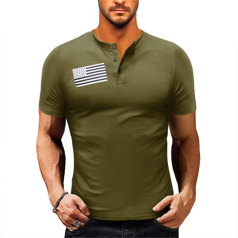 Henry T-Shirt für Herren, lässig, kurzärmelig, für Outdoor-Sport, Militär-Taktikhemd_voghion.com