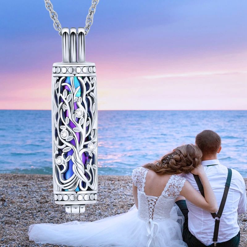 Ready Stock 1PC Feuerbestattung Schmuck Cyder Urne Halskette für Frauen Männer Andenken Memorial Mensch Haustier Asche Halter_voghion.com