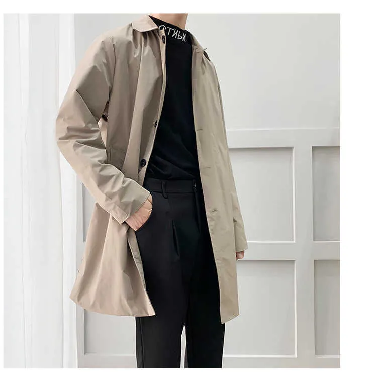 Cappotti M-5XL Plus Size Trench da uomo Vestibilità ampia Risvolto lungo Giacca a vento monopetto con bottoni Cappotto da uomo_voghion.com