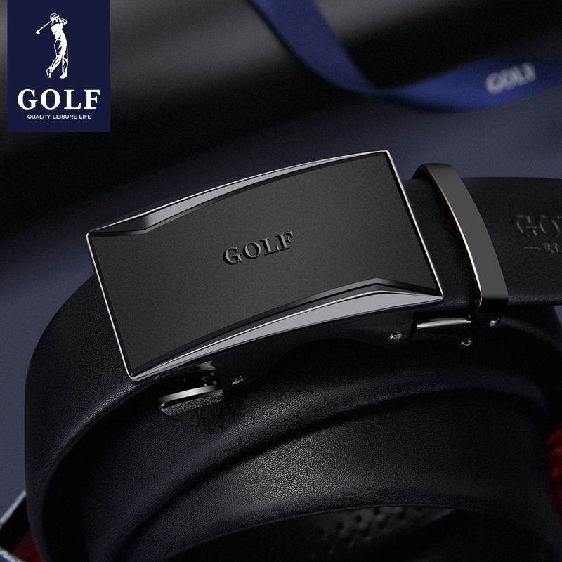 HOT GOLF Herren Gürtel aus echtem Leder mit automatischer Schnalle, trendiger Casual Business-Hosengürtel, vielseitig und einfach_voghion.com