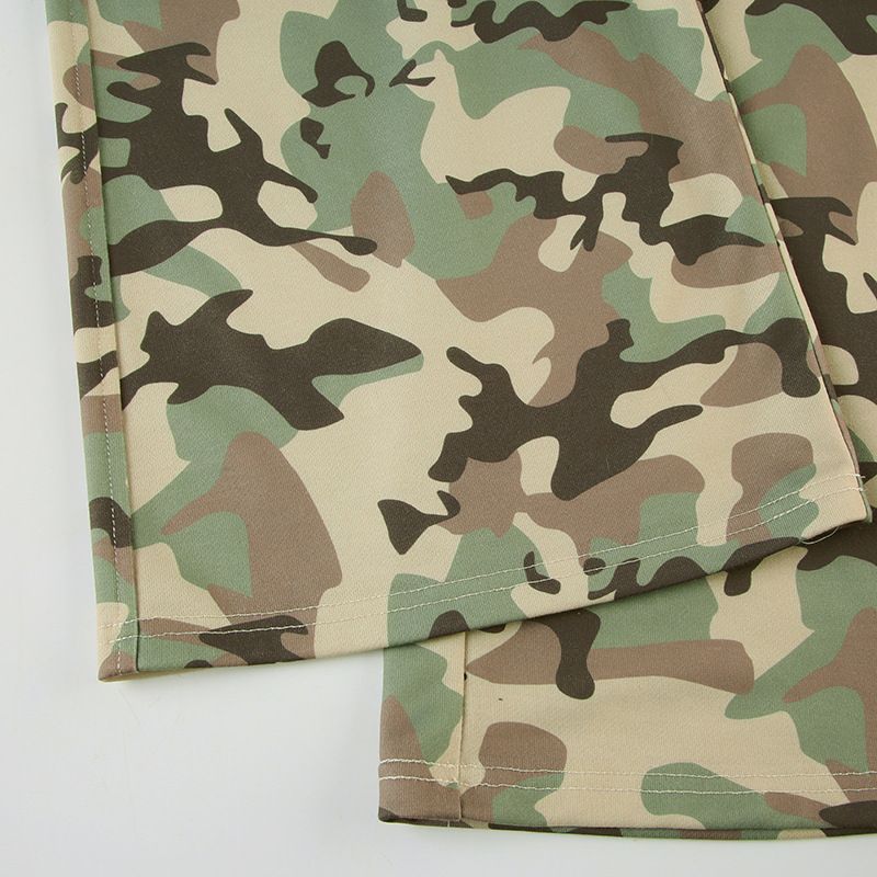 Women's Casual Style Contrast Color Waist Hooded Long Sleeve Sweatshirt Sweatpants Two-piece Camouflage Cardigan Jacket Pants Suit_voghion.com