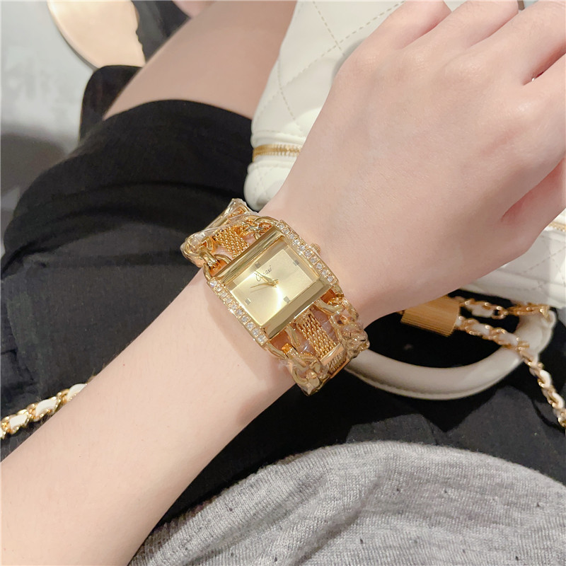 MQ watch women's chain fashion watch diamond square waterproof quartz watch _voghion.com