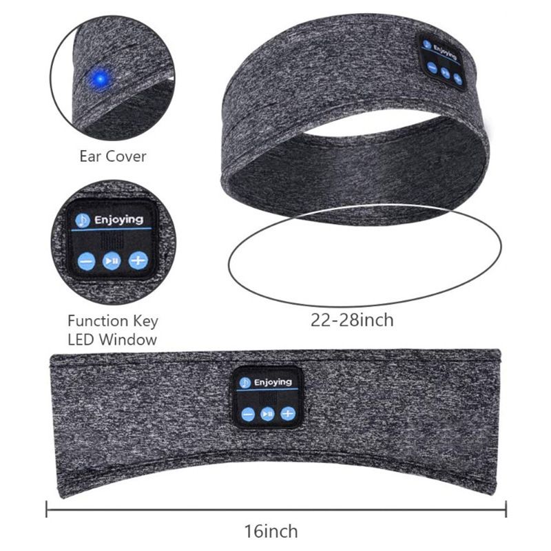 Fascia per la testa Bluetooth 5.0 con musica, mascherina per dormire con portachiavi staccabile, fascia antisudore per yoga e corsa all'aperto_voghion.com