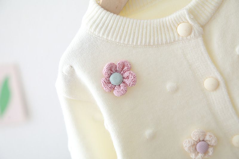 Cardigan en tricot fleuri pour fille – Pull en laine pour bébé printemps-automne avec design ouvert sur le devant_voghion.com