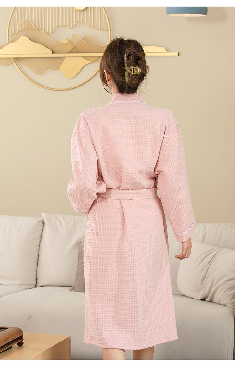 Peignoir d'hôtel haut de gamme pour femmes, printemps et automne, en pur coton gaufré, peignoir pour hommes, peignoir quatre saisons absorbant, long_voghion.com