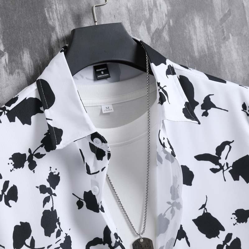 Sommer Neue Gedruckt Hemd Zwei Stück Jugend Casual Mode Herren Set_voghion.com