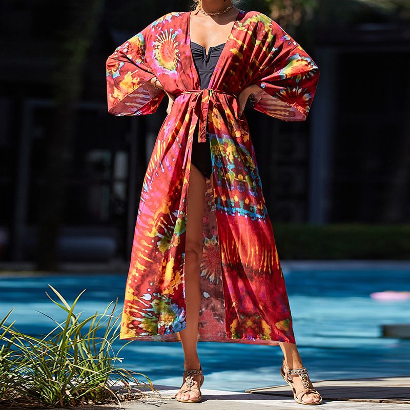Strand-Kimono aus weicher Baumwolle für Damen – Leichter Sonnenschutz-Bademode-Überwurf für Urlaub, Pool, Bikini und Resort_voghion.com