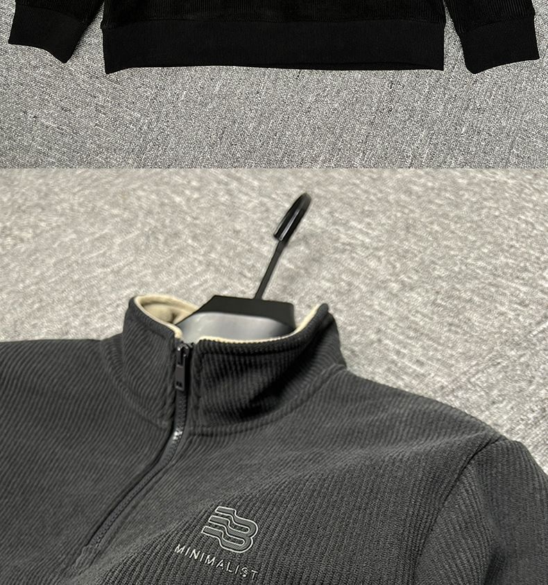 Herren-Sweatshirt mit Reißverschluss und Sherpa-Futter – Thermo-Halbrollkragenpullover für den Winter mit ultraweicher Fleece-Innenseite, Langarm-Oberteil aus dicker Viskosemischung_voghion.com