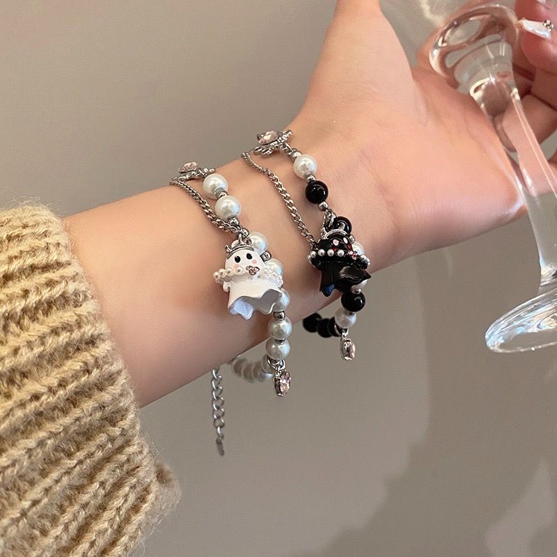 Schwarz-Weiß-Geist Günstige weibliche Bestie Zubehör Kalt Minimalist High-End Süße Cool Hot Girl Paar Armband_voghion.com