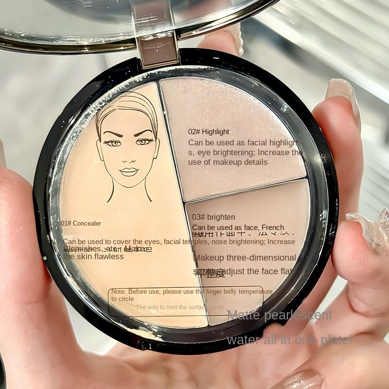 compact Disc Tricolor Multi-purpose High Compact Disc Facelift And Brighten Three-dimensional Concealer Shadow Nose Shadow Integrated Facelift Disc_voghion.com