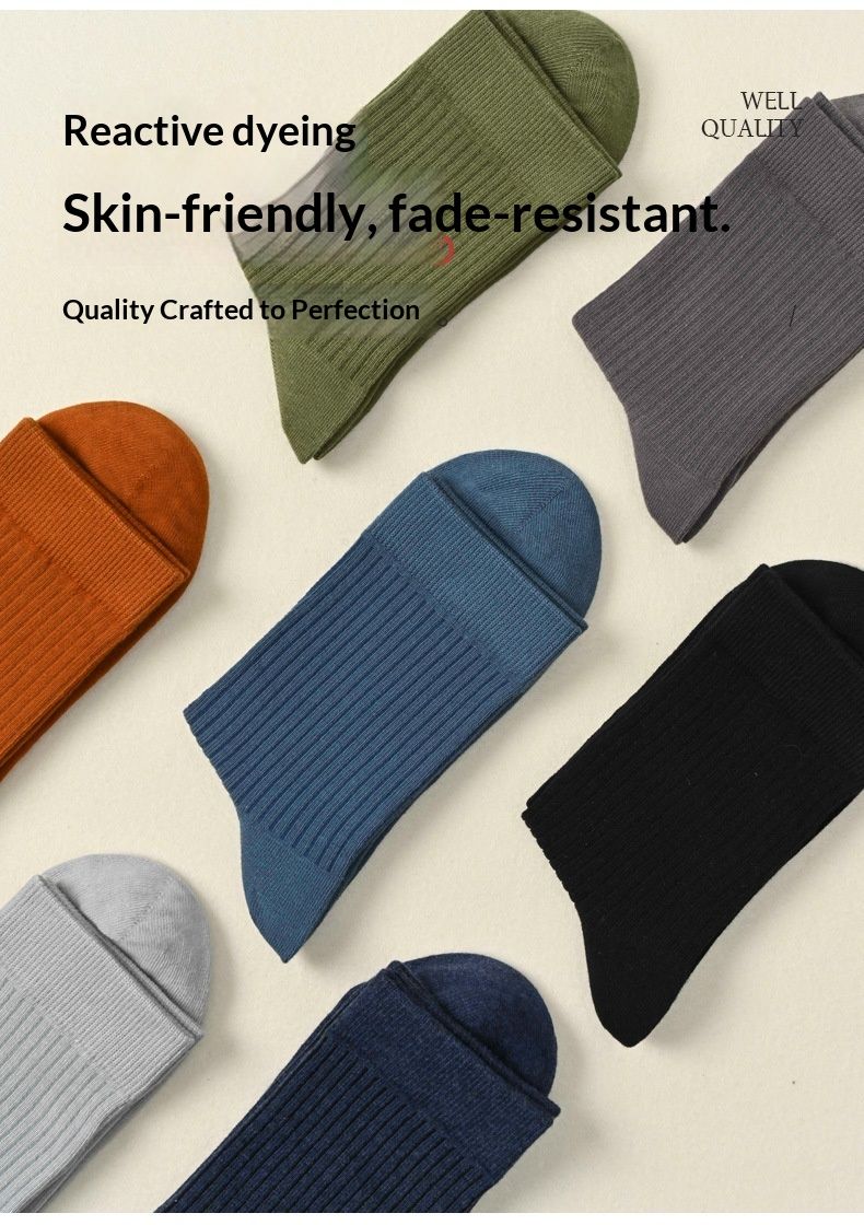 Wangjia Xinjiang Automne Pure Chaussettes Mi-mollet Anti-Odeur Hiver Épaisses Homme Affaires 100% Coton Vente en Gros_voghion.com