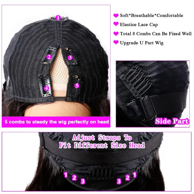 V Part Full Machine Body Wave Human Hair Wigs Remy Hair Brazilian Natural Color No Leave Out Upgrade Glueless Wigs 18-32 Inches_voghion.com
