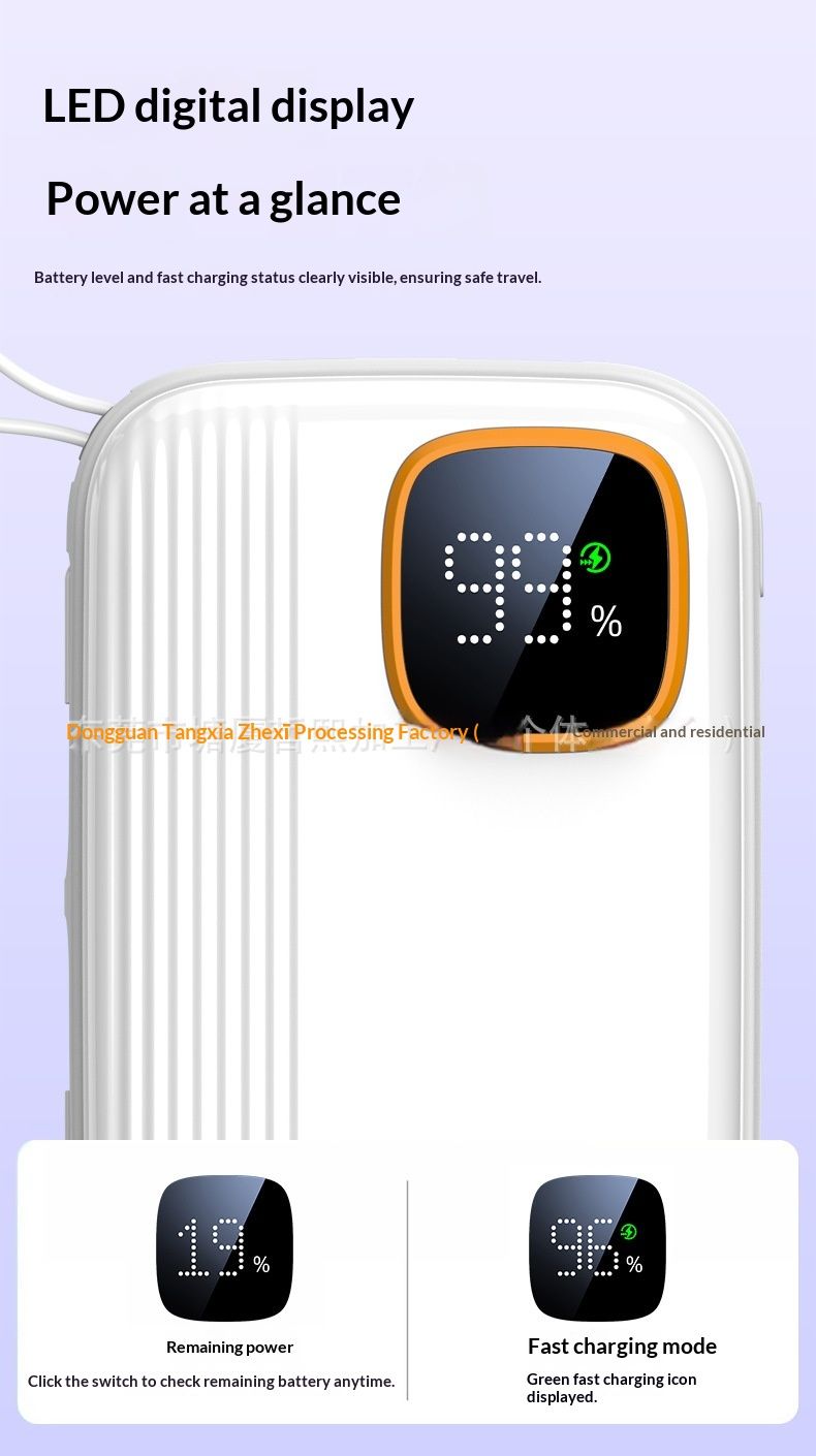 Cross-Border New Wholesale 3C Certified Super Fast Charging Bank Built-in Cable Portable Compatible With Multiple Phones_voghion.com