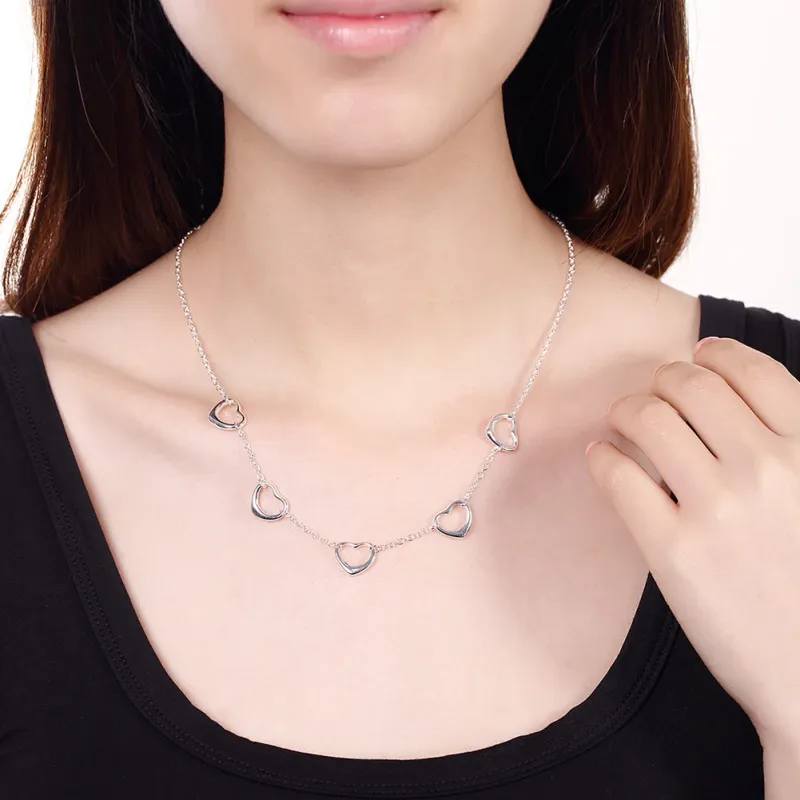Pronta consegna Lihong sterg sier collana cuore squisito donne regalo di nozze gioielli_voghion.com