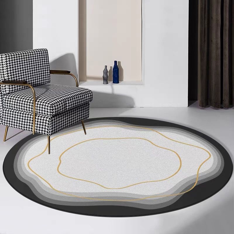 Tappeto rotondo per camera da letto, soggiorno, stile irregolare, lussuoso e minimalista, per studio, sedia da computer, toletta, tappetino per i piedi_voghion.com