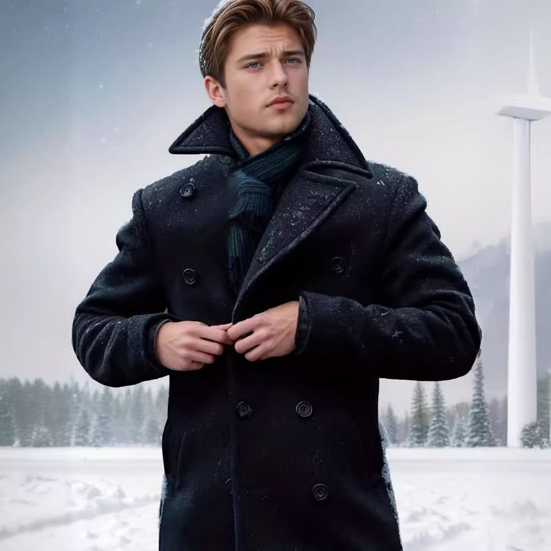 Verbesserter Herrenmantel im britischen Stil (Modell 2024) – mittellang, langärmlig, aus Wolle – ideal für Herbst und Winter._voghion.com