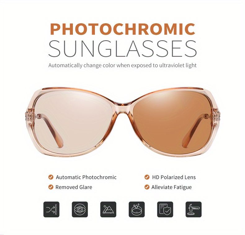 Modische HD-Photochrom-Sonnenbrille für Damen, polarisierte Gläser für Autofahren und Reisen, übergroße, ultraleichte Luxus-Sonnenbrille für Damen_voghion.com
