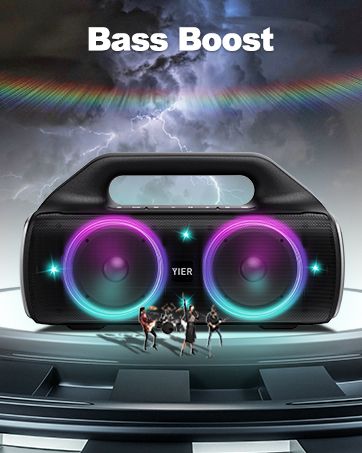 80w(Peak)Portable Wireless Speaker With Lights,Stereo Loud Sound,IP67 Waterproof,Deep Bass Outdoor Bluetooth-5.0 ,For Home Party Beach Camping Gifts_voghion.com