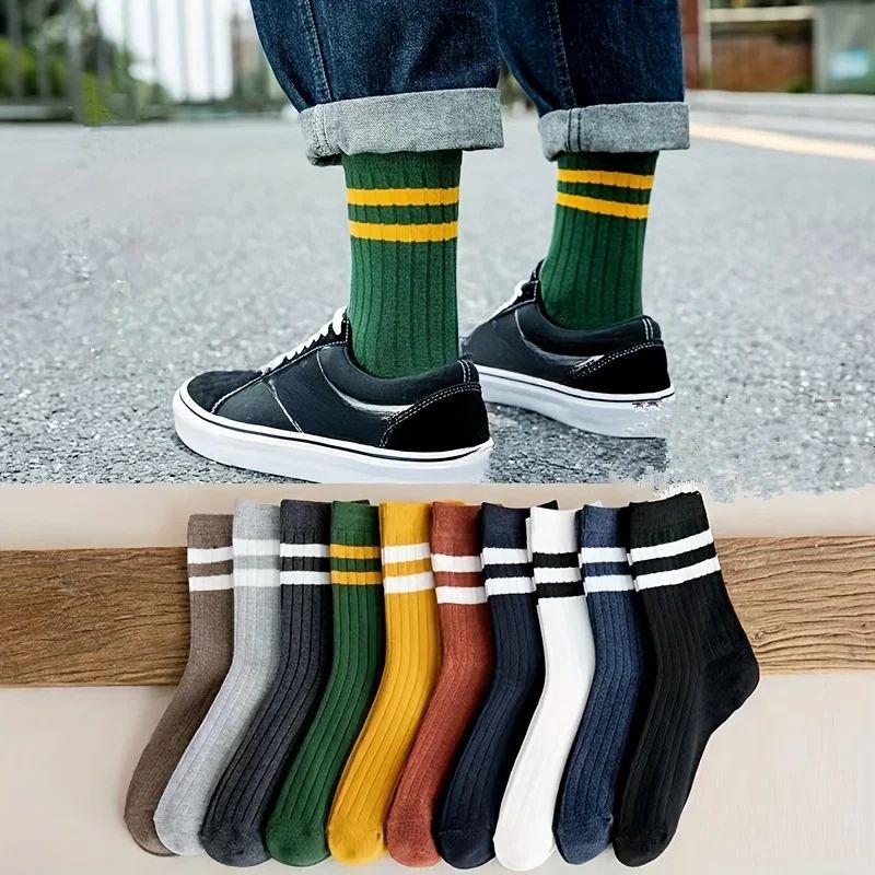 5 Paar Herrensocken, Herbst- Und Winter-Vintage-Socken, Lustige, Modische Sportsocken, Sport-Trendsocken_voghion.com