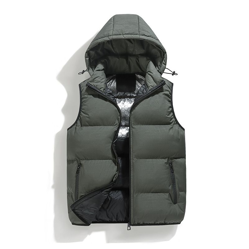 Giacca senza maniche da uomo autunnale, invernale, in grafene, con ritenzione del calore, calda e spessa, in cotone, con cappuccio alla moda_voghion.com